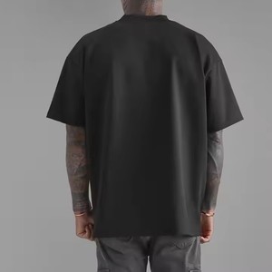 T-shirts de luxe personnalisés pour hommes, t-shirt en coton streetwear, col rond côtelé oversize, épaules tombantes, t-shirt épais 280 g/m² pour hommes - Product Image 4