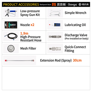 SOXGA Professional Backpack Airless Paint <b>Sprayer</b> 20V Lithium Battery 5L Tank Variable Flow Brushless Motor 550W 300 PSI - Product Image 6