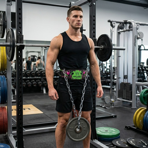 Adjustable Dip <b>Belt</b> for Weight Lifting Pull Ups and Dips with Durable Steel <b>Chain</b> Gym Accessory and Vibrant Print Design. - Product Image 4