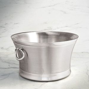 Silver Oval Beverage Tub 5 Litre Steel Wine <b>Ice</b> <b>Bucket</b> with Side Loop Handles for Party Bar <b>Table</b> Drink Chiller - Product Image 1