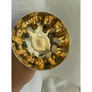 Vintage Stainless Steel Champagne Coupes Gold Rimmed Round <b>Goblets</b> Handmade Party Set of 2 - Product Image 4