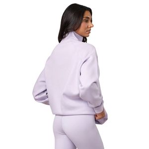 Sweat-shirt pour femme en molleton lavande à manches raglan, col montant et quart de zip, manches longues, style streetwear décontracté, coupe ample, pour usage quotidien - Product Image 2