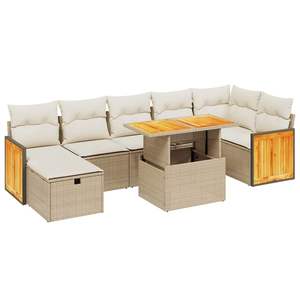 Conjunto de Sofás Modulares Grandes de Ratán Sintético Beige para Jardín, Muebles de Jardín Modulares Cómodos - Product Image 2