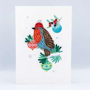 Carte de vœux de Noël personnalisée en quilling d'oiseaux avec enveloppe, vente en gros, carte 3D faite à la main, papeterie, fabricant OEM/ODM - Product Image 5