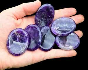 Pierre de paume polie en apatite bleue naturelle AAMEENA AGATE, cristal de guérison, pierre précieuse pour le soulagement de l'anxiété inspiré du Reiki, vente en gros - Product Image 2