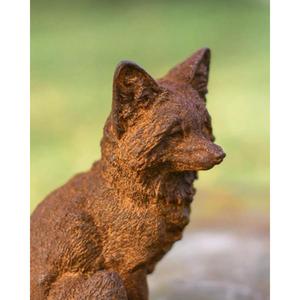 Cast Iron Fox Sculpture Garden Supplies Ground Mount Rust Finish Metal Fox <b>Ornament</b> For Decoration - Product Image 1