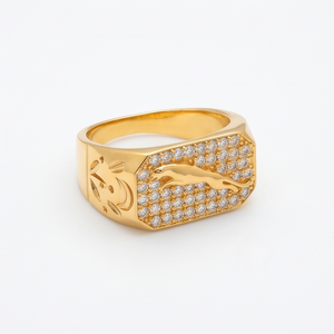 DIVYORO <b>SOVEREIGN</b> PANTHER Men's Classic Gold Plated Copper & Brass <b>Ring</b> for Festive Occasions - Product Image 1