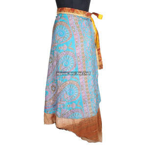 New Indian Silk Sari Wrap <b>Skirts</b> <b>Boho</b> Stylish Multi Color Summer Wear Comfortable Fashion Hippie Style Free Size Gypsy Women - Product Image 6