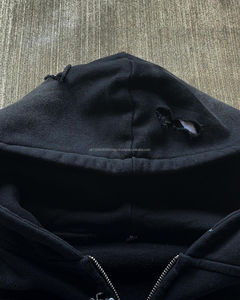 Cotton <b>Sweatshirt</b> French Terry Cropped Unisex Unisex Distressed Applique <b>Embroidery</b> Patch Vintage Acid Wash Hoodies Men - Product Image 3