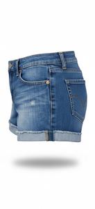 Shorts en jean légers et haut de gamme pour femme – Coupe décontractée taille haute, style déchiré, idéal pour l'été - Product Image 3