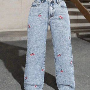 Jeans décontractés pour femmes, taille haute, coupe droite, respirants, séchage rapide, grande taille, qualité supérieure, vente en gros OEM sur mesure - Product Image 1