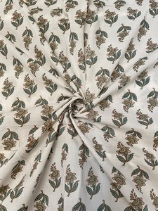 White Floral Buti Hand Block Print Cotton <b>Fabric</b> Soft Indian Cotton Dress Material <b>Fabric</b> by Yard Wholesale - Product Image 2