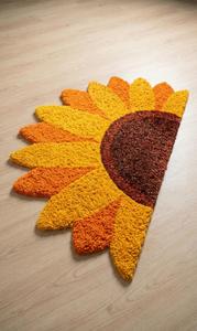 Tapis d'appoint moderne en laine tuftée à la main, motif tournesol lumineux, antidérapant, doux et moelleux, pour chambre, salon, décoration intérieure - Product Image 6