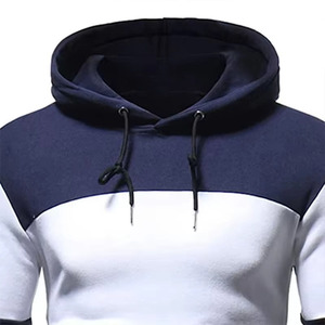 Sudadera con capucha de forro polar para hombre, de tres bloques de color, con paneles en contraste y patchwork, corte ajustado, de tejido grueso, lisa, personalizable, EE. UU. - Product Image 2