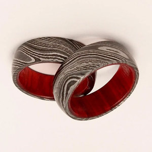 Anillo de Compromiso de Acero de Damasco, Joyería Artesanal Hecha a Mano, Diseño Personalizado para Hombres y Mujeres, Anillo de Acero de Damasco Hecho a Mano - Product Image 5
