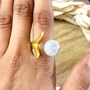 High Demand Boho Fish Tail <b>Ring</b> Boho Brass Moonstone <b>Ring</b> for Women 18k Gold Plated <b>Dainty</b> Open Band <b>Ring</b> for Wholesale/OEM/ODM - Product Image 3