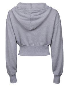 Womens Light Grey <b>Cropped</b> <b>Zip</b> <b>Up</b> Hoodie Slim Fit Long Sleeve Casual Streetwear Cotton Fleece Sweatshirt Custom Logo ODM Factory - Product Image 2