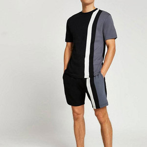 Ensemble short et t-shirt à manches courtes en coton gris avec imprimé lettres pour homme Econex Sports, vêtements décontractés d'été, respirant, tricoté en molleton 320g - Product Image 1