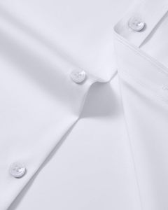 Chemise habillée blanche à manches longues pour homme, couleur unie, boutonnée, en popeline tissée, coupe classique, infroissable, 100 % coton, printemps - Product Image 3
