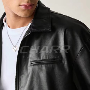 Custom Design Cow Skin Leather Jacket Solid Color Men's Winter Streetwear Hooded Breathable Eco-Friendly Front High Quality - Product Image 6
