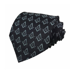 Cravate personnalisée Maître Maçon Loge Bleue, noire avec compas carré vert, cravate de luxe formelle pour homme - Product Image 1