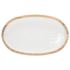Assiette en bois émaillée à imprimé botanique de luxe, plat de service ovale décoratif, vaisselle durable en bois de manguier, plat émaillé - Product Image 3