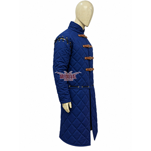 Gambesón Medieval Azul Acolchado de Algodón, Chaqueta Larga Hecha a Mano con Acolchado Alto, Estilo Armadura de Caballero Devil May Cry, Pantalones Cortos, Disfraz de Halloween - Product Image 3