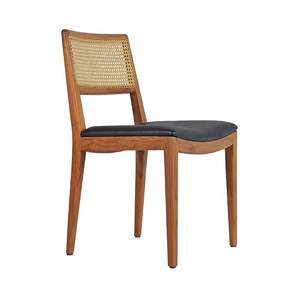 Silla de Comedor Moderna de Madera de Teca Sólida con Asiento de Ratán Natural Tejido a Mano, Ecológica, Duradera, Ergonómica, Estilo Escandinavo - Product Image 5