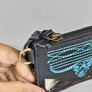 Best Quality Women's Fashion <b>Boot</b> Stitch Tooling Genuine Leather Long Zipper Anti-theft Daily Use Card Holding Coin Purse Wallet - Product Image 5