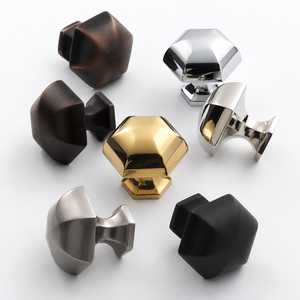 Handcrafted Solid Brass Geometric <b>Cabinet</b> <b>Knob</b> Modern Hexagon Drawer Pull Wardrobe Door Handle Luxury Furniture Hardware - Product Image 1