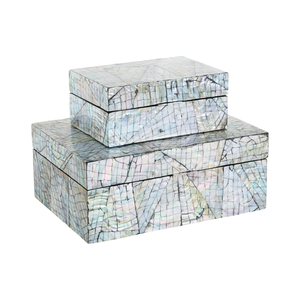 Handcrafted Eco-Friendly Mother of Pearl Shell Mosaic Rectangle MOP Abstract Inlay Jewelry Storage <b>Box</b> <b>Keepsake</b> Home Decor - Product Image 1