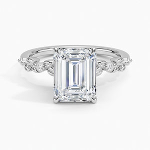 BOJ <b>Ring</b> 0108 Emerald Cut 925 <b>Silver</b> Leaves and Buds Setting <b>Solitaire</b> Diamond <b>Ring</b> 2ct D Color VVS1 Moissanite GRA Certified - Product Image 1