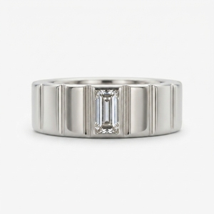 Luxury Platinum Emerald Cut Diamond Channel <b>Set</b> <b>Ring</b> IGI Certified Classic Elegant Fine Jewelry for Wedding Anniversary Party - Product Image 1