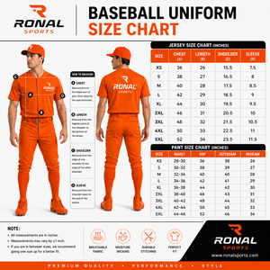 RONAL Unisex Orange Baseball Uniform Set Short Sleeve Crew <b>Neck</b> Moisture Wicking Breathable Polyester Sportswear Customized Team - Product Image 6