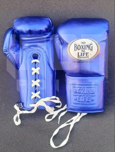 Gants de boxe professionnels personnalisables « No Boxing No Life » en cuir de vachette de qualité supérieure, à lacets, épais 4 couches, pour l'entraînement – Vente chaude - Product Image 2