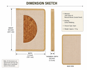 ปกสมุดทำจากไม้ไผ่พร้อมขอบผ้าใบสีเบจและดีไซน์รูปครึ่งวงกลม - Product Image 2
