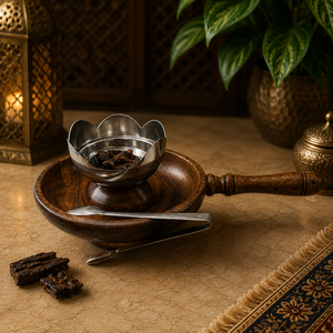 Brûleur d'encens artisanal en bois d'acacia rustique, fait main, écologique, pour la décoration de la maison et les encens religieux indiens et arabes - Product Image 1