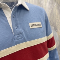 Chemise de rugby rayée Snowgrace à manches longues, col rabattu, coupe classique, adulte, toutes saisons, logo imprimé à l'écran