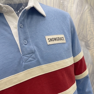 เสื้อรักบี้ลายทาง Snowgrace แขนยาว ปกคอพับ ทรงปกติ สำหรับผู้ใหญ่ ใส่ได้ทุกฤดู พิมพ์ลายโลโก้ - Product Image 5