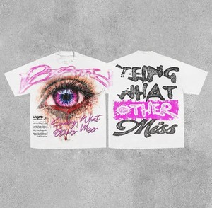 เสื้อยืดสตรีทแวร์พิมพ์ลายตามสั่ง เนื้อผ้าหนา 100% คอตตอน ทรงโอเวอร์ไซส์ ทรงบ็อกซี่ พิมพ์ลายดิจิตอล DTG ล้างสีแบบแอซิดวอช ประดับด้วยคริสตัล - Product Image 1