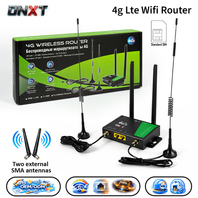 DNXT 4g Router with Sim Card WiFi6 300Mbps Routeur Wifi Dual SMA Modeme Wifi Sans Fil WAN/LAN DC 12V/1A 4g Lte Wifi Usb Work Use