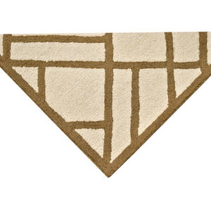 Tapis moderne en laine tuftée à la main, motif géométrique linéaire à carreaux, style architectural contemporain, moka chaud et beige crème - Product Image 5