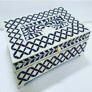 Lametierartz Indian Decorative Bone MDF Inlay Classic Stylish Handmade Rectangle Jewelry Storage Box Set Homeware International - Product Image 2