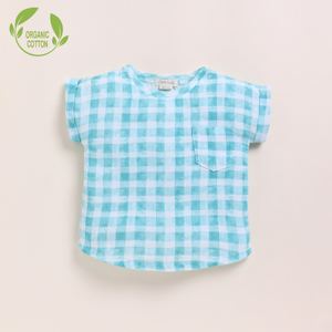 Premium Quality Organic Muslin Oversized Tees Pack of 2 Teal Check and Sage Check-for Baby Jacket & Outwear - Product Image 2
