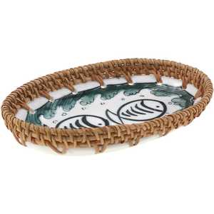 Handmade Natural Rattan Serving Tray Round Bread Serving <b>Basket</b> Tray with Simple Classy Look Best Price Storage <b>Baskets</b> - Product Image 4