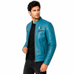 Veste en cuir moderne pour homme, silhouette élégante, texture lisse, coupe confortable et style polyvalent pour un usage quotidien dans toutes les occasions. - Product Image 2