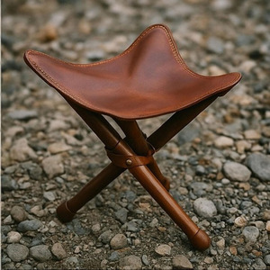 Custom logo <b>leather</b> hunting <b>stool</b> folding tripod camping <b>stool</b> wholesale OEM supplier premium export quality in wholesale price - Product Image 3
