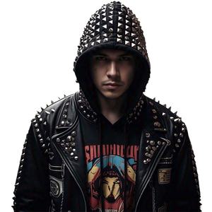 เสื้อมีฮู้ดของผู้ชายแบบมีซิปรูดซิปมีฮู้ดของผู้ชายโอเวอร์ไซส์ซักได้3D โฟมพิมพ์ลายพลอยเทียมสำหรับผู้ชาย - Product Image 1