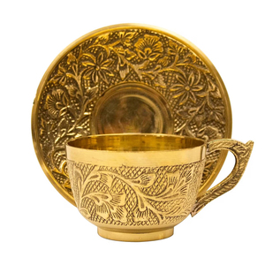 Juego de Taza y Platillo Chapado en Oro de Primera Calidad con Diseño en Relieve, Taza Hecha a Mano de Calidad Premium para Servir, Regalo Ideal - Product Image 4