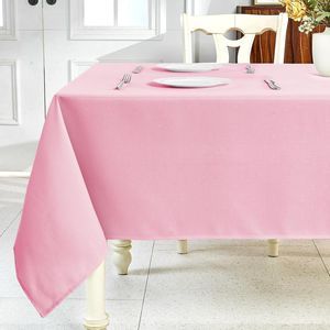 Waterproof Rectangular Linen Tablecloth Pink Textured <b>Dining</b> <b>Table</b> <b>Cover</b> Wrinkle-Free and Wipeable - Product Image 1